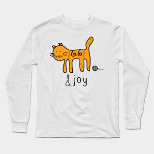 Cute Cat &joy Doodle Graphic Design Long Sleeve T-Shirt